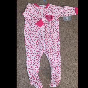 3-6 mo Pink & white leopard print sleeper